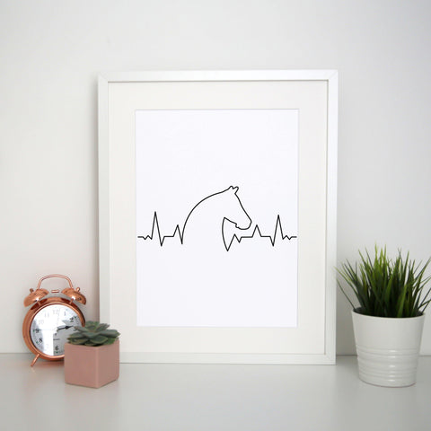Horse heartbeat print poster framed wall art decor - Graphic Gear