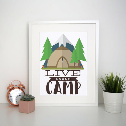 Live laugh camp outdoor print poster framed wall art decor - Graphic Gear
