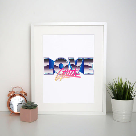 Love glitch retro illustration print poster framed wall art decor - Graphic Gear