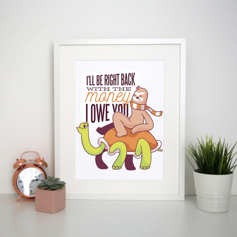 Sloth lettering funny print poster framed wall art decor - Graphic Gear