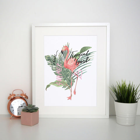 Tropical girl flamingo design print poster framed wall art decor - Graphic Gear