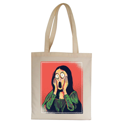 Cartoon mona lisa tote bag canvas shopping - Graphic Gear
