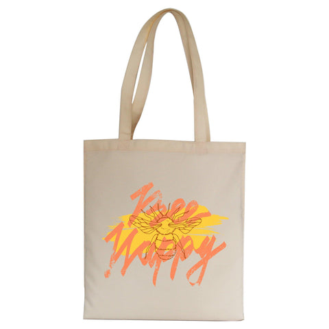 Bee happy illustration design tote bag canvas shopping - Graphic Gear