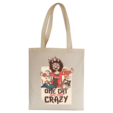Crazy cat lady funny tote bag canvas shopping - Graphic Gear