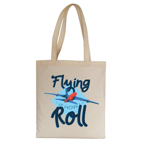 Flying airplane funny tote bag canvas shopping - Graphic Gear