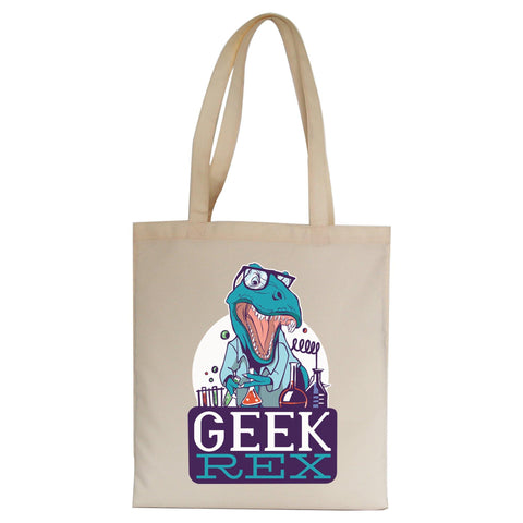 Geek t-rex funny tote bag canvas shopping - Graphic Gear