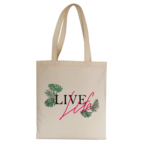 Live life inspirational motivational graphic design tote bag canvas shopping - Graphic Gear
