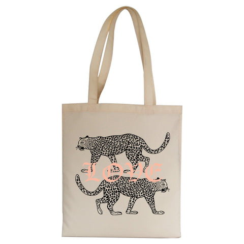 Love leopard print inspirational graphic design tote bag canvas shopping - Graphic Gear