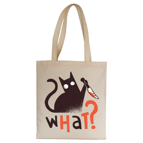 Murder cat funny Tote Bag Canvas Shopping - Graphic Gear