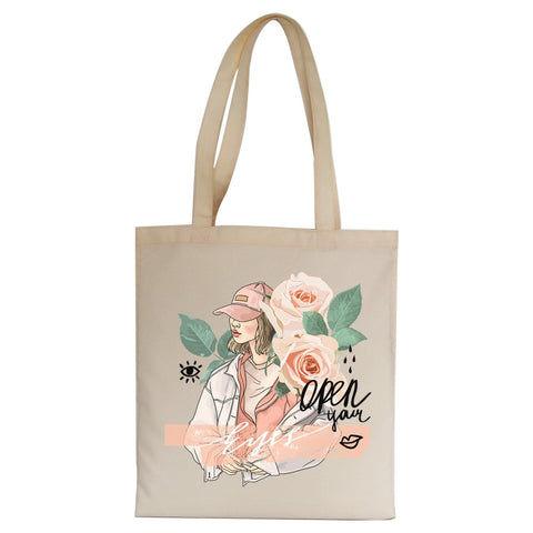 Open your eyes illustration design tote bag canvas shopping - Graphic Gear