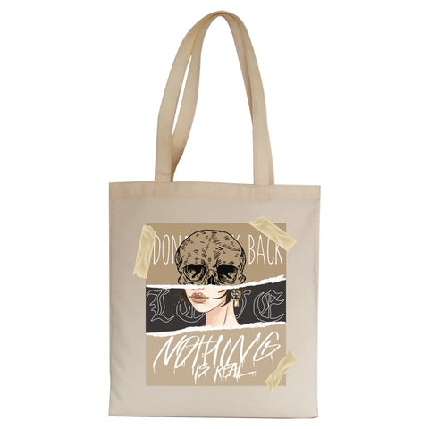Skull girl abstract art design tote bag canvas shopping - Graphic Gear