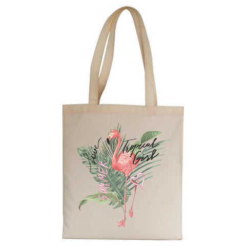 Tropical girl flamingo design tote bag canvas shopping - Graphic Gear