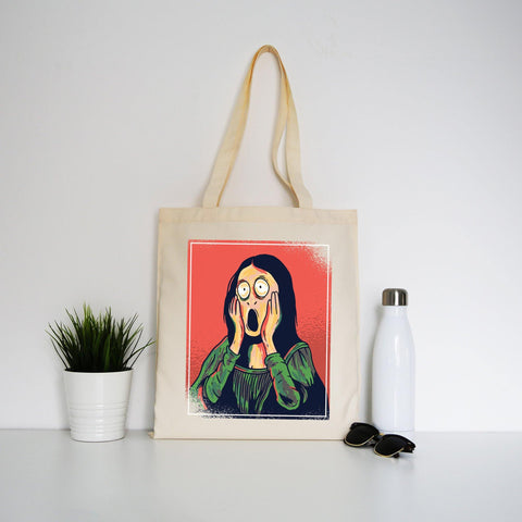 Cartoon mona lisa tote bag canvas shopping - Graphic Gear