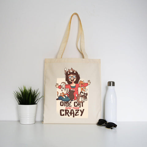 Crazy cat lady funny tote bag canvas shopping - Graphic Gear