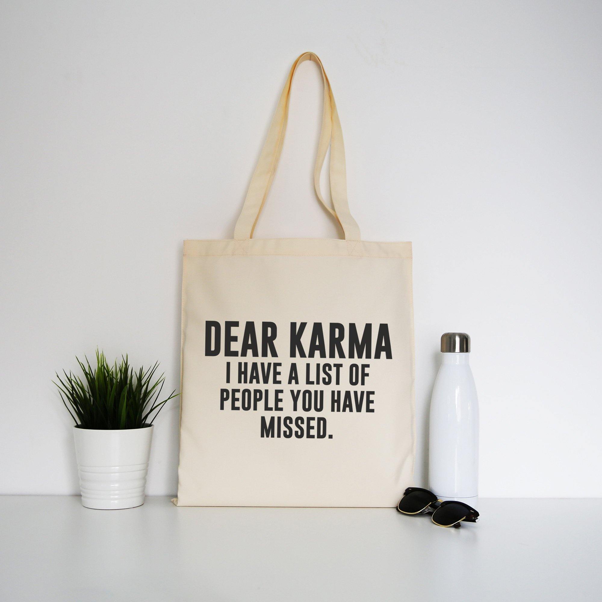 Dear karma funny rude offensive tote bag canvas shopping– Graphic Gear