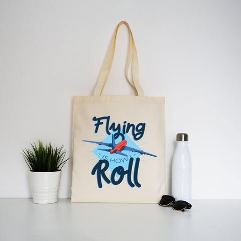 Flying airplane funny tote bag canvas shopping - Graphic Gear