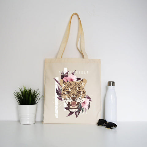 Leopard head illustration design tote bag canvas shopping - Graphic Gear