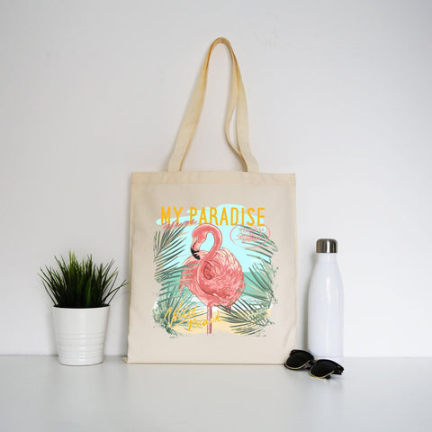 My paradise flamingo illustration tote bag canvas shopping - Graphic Gear