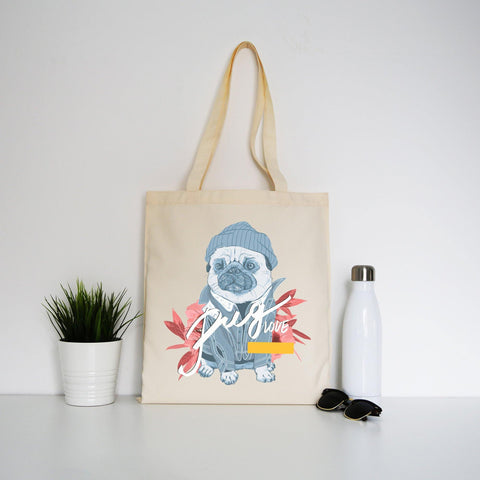 Pug love funny design tote bag canvas shopping - Graphic Gear