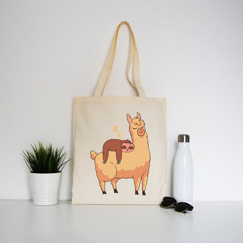 Sloth riding llama funny Tote Bag Canvas Shopping - Graphic Gear