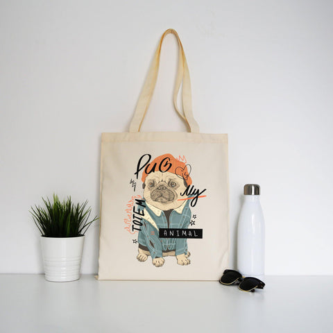 Totem funny pug design tote bag canvas shopping - Graphic Gear