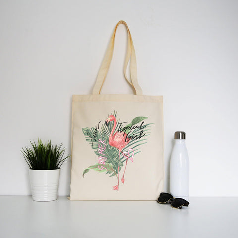 Tropical girl flamingo design tote bag canvas shopping - Graphic Gear
