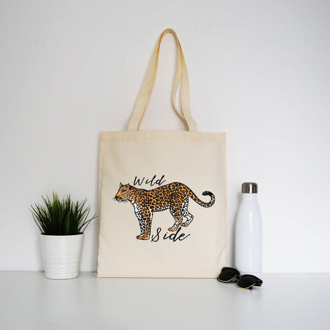 Wildside leopard print illustration graphic design tote bag canvas shopping - Graphic Gear
