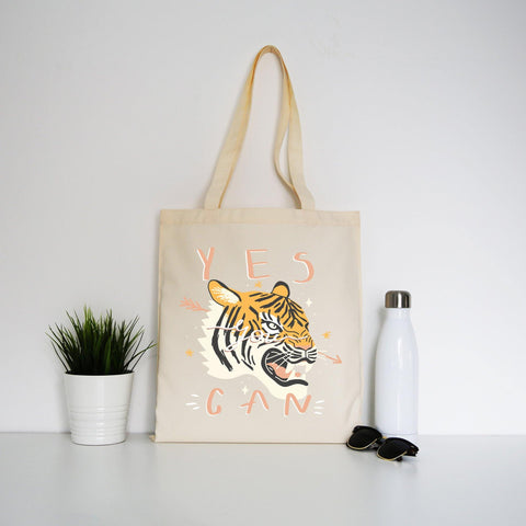 Yes you can tiger illustration graphic design tote bag canvas shopping - Graphic Gear