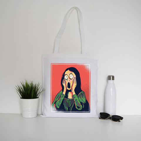 Cartoon mona lisa tote bag canvas shopping - Graphic Gear