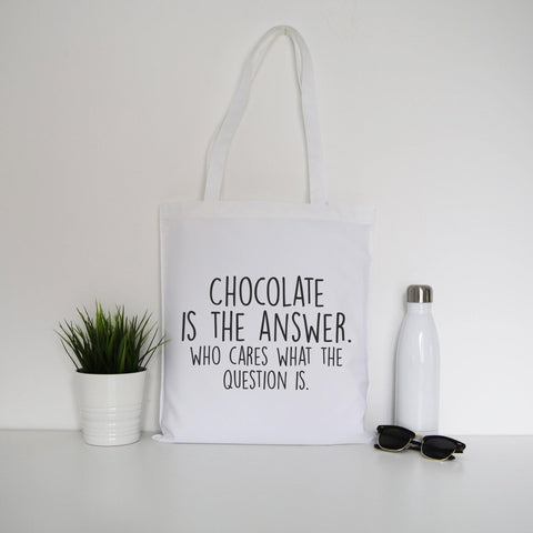 Chocolate is the answer funny snack tote bag canvas shopping - Graphic Gear