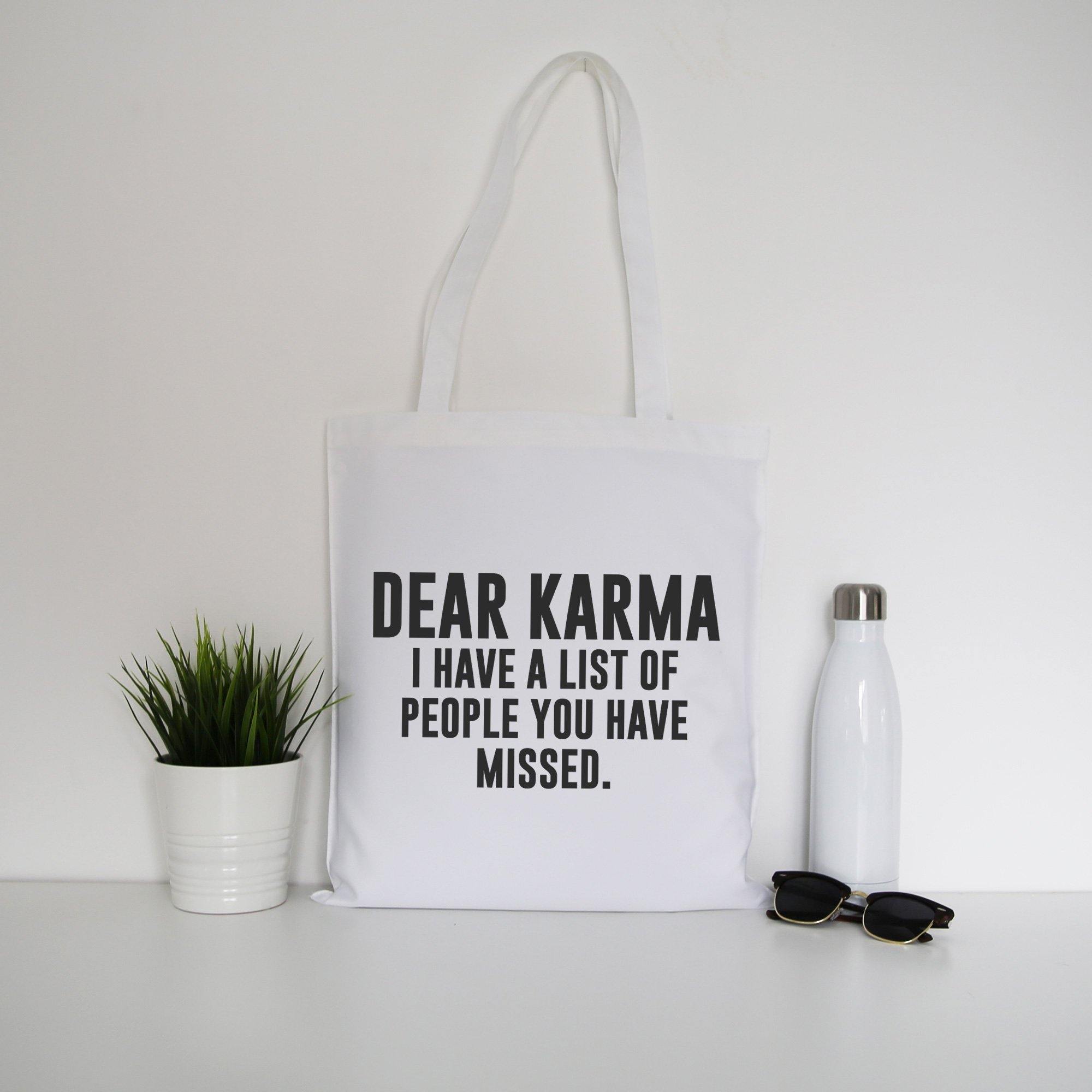 Dear karma funny rude offensive tote bag canvas shopping– Graphic Gear