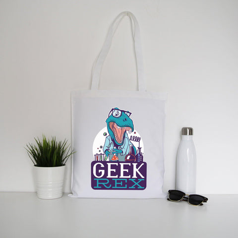 Geek t-rex funny tote bag canvas shopping - Graphic Gear