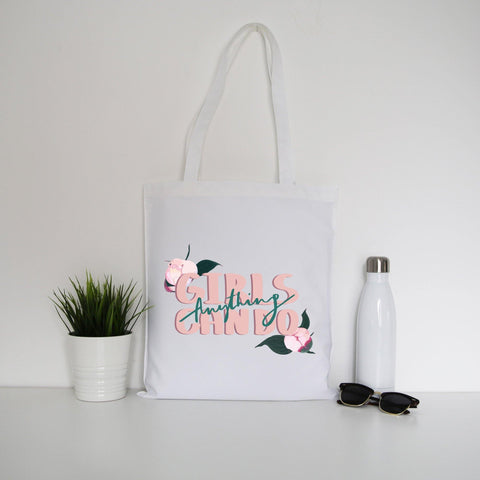 Girls can do inspirational illustration design tote bag canvas shopping - Graphic Gear