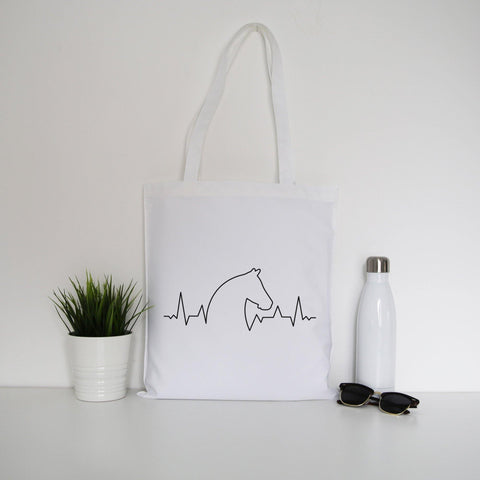 Horse heartbeat tote bag canvas shopping - Graphic Gear