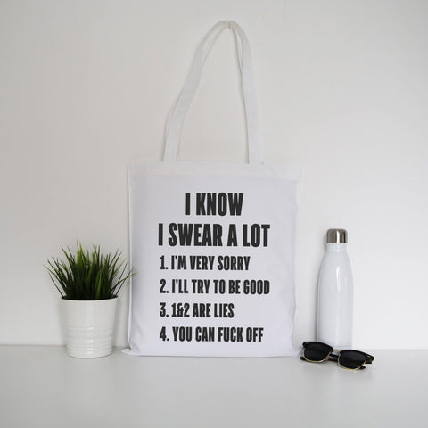 I know I swear a lot  funny rude offensive tote bag canvas shopping - Graphic Gear