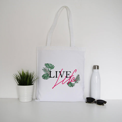 Live life inspirational motivational graphic design tote bag canvas shopping - Graphic Gear