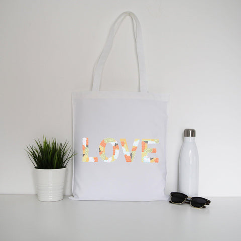Love embroidery illustration tote bag canvas shopping - Graphic Gear