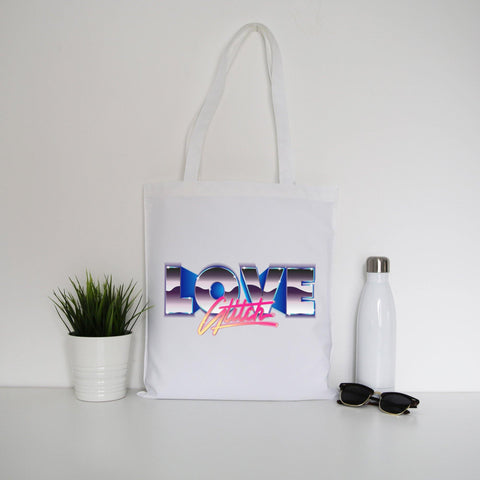 Love glitch retro illustration tote bag canvas shopping - Graphic Gear