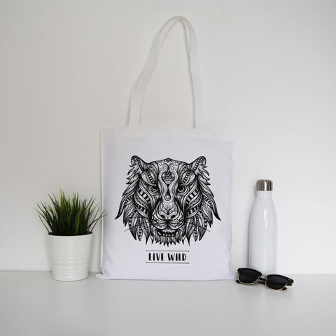 Mandala tiger tote bag canvas shopping - Graphic Gear