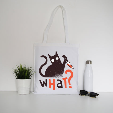 Murder cat funny Tote Bag Canvas Shopping - Graphic Gear