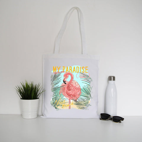 My paradise flamingo illustration tote bag canvas shopping - Graphic Gear