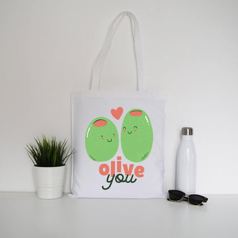 Olive you funny design tote bag canvas shopping - Graphic Gear