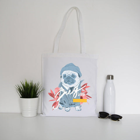 Pug love funny design tote bag canvas shopping - Graphic Gear