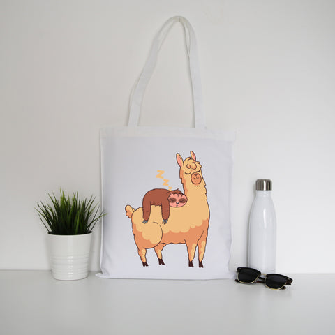 Sloth riding llama funny Tote Bag Canvas Shopping - Graphic Gear