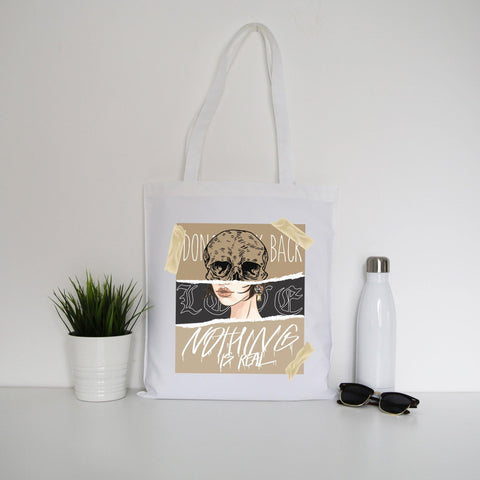 Skull girl abstract art design tote bag canvas shopping - Graphic Gear