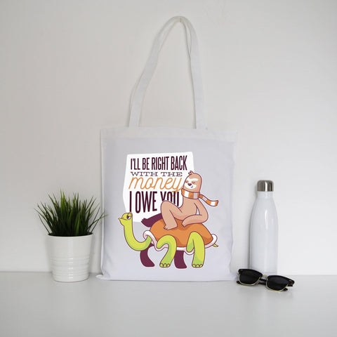 Sloth lettering funny tote bag canvas shopping - Graphic Gear