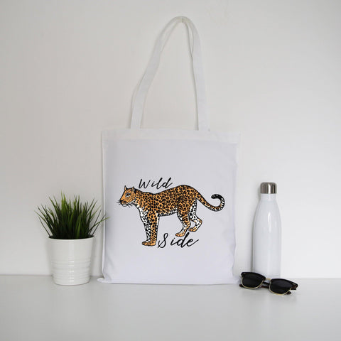 Wildside leopard print illustration graphic design tote bag canvas shopping - Graphic Gear