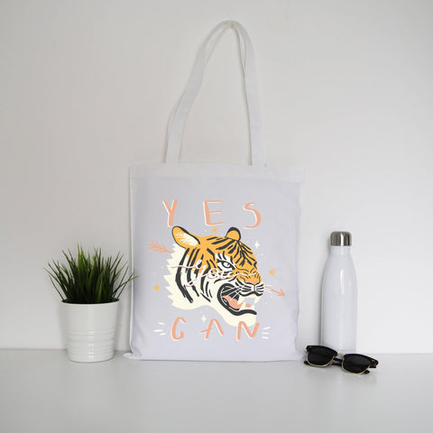 Yes you can tiger illustration graphic design tote bag canvas shopping - Graphic Gear