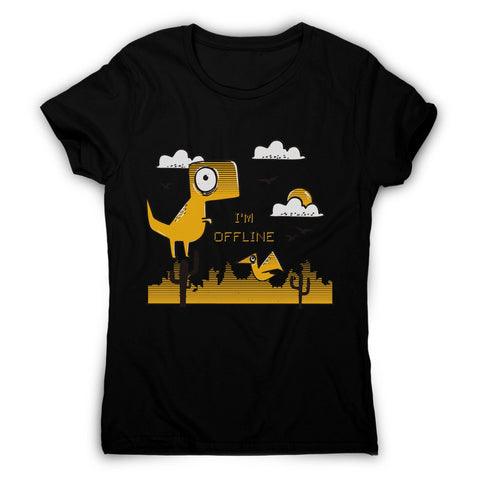 Funny  jumping dino I am offline women's t-shirt - Graphic Gear