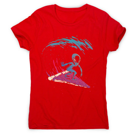 Pizza surfing alien funny illustration women's t-shirt - Graphic Gear